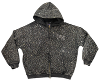 Demo Super Rhinestone Acidwash Black Zip up
