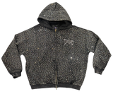 Demo Super Rhinestone Acidwash Black Zip up